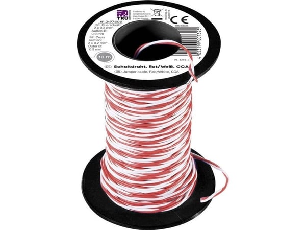 TRU COMPONENTS TC-8790020 Ristikkojohto 2 x 0,20 mm² Punainen, valkoinen 10 m