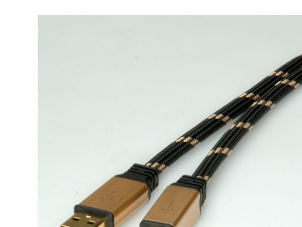 ROLINE 11.02.8802, 1,8 m, USB A, USB B, USB 2.0, uros/naaras, musta, kultainen