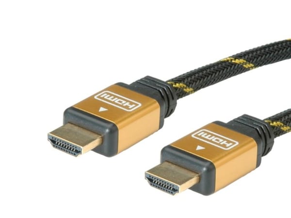 ROLINE 11.04.5506, 10 m, HDMI Type A (Standard), HDMI Type A (Standard), 1920 x 1080 piksler, Svart, Gull