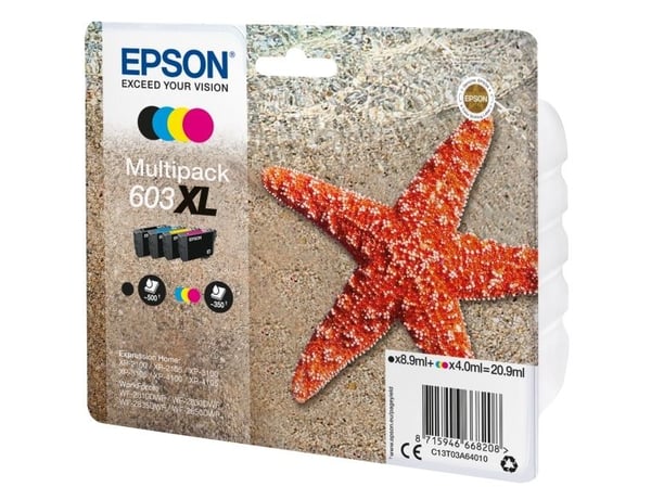 Epson 603XL Multipack - 4-pack - XL - svart, gul, cyan, magenta - original - blære med RF/lyd-alarm - blekkpatron - for Expression Home XP-2150, 21...