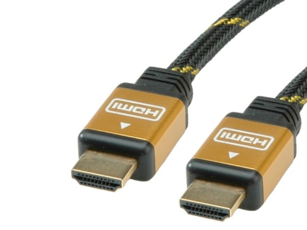 ROLINE 11.04.5508, 15 m, HDMI Type A (Standard), HDMI Type A (Standard), 1920 x 1080 piksler, Svart, Gull