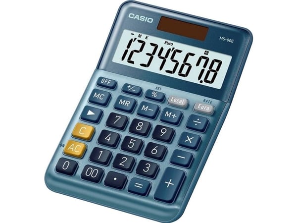 Casio MS-80E - Skrivbordskalkylator - 8 siffror - batteri, solcellspanel - blå