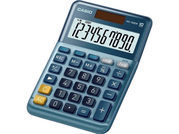 Bordregner Casio MS-100EM, blå, 10 cifre