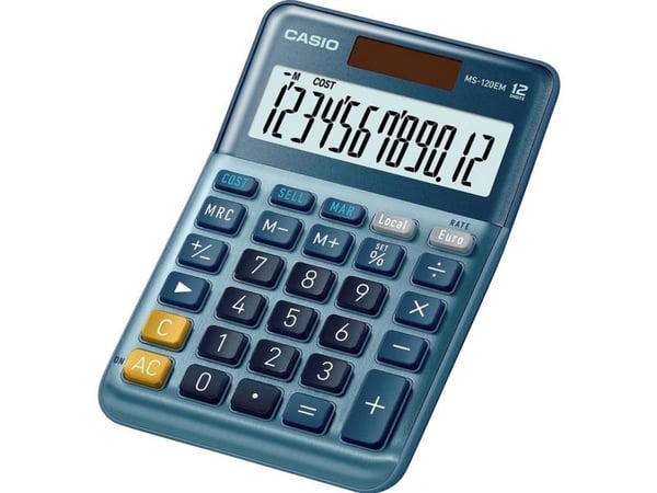 Casio MS-120EM - Skrivbordskalkylator - 12 siffror - batteri, solcellspanel - blå