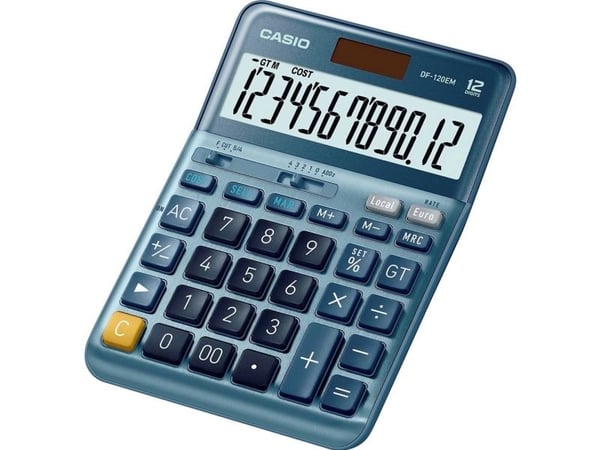 Bordregner Casio DF-120EM, blå, 12 cifre