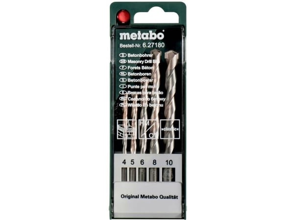 Metabo 627180000, Drill, For murverk, Høyrehåndsrotasjon, Hård Betong, Naturstein, 130°, Sylindrisk Skaft