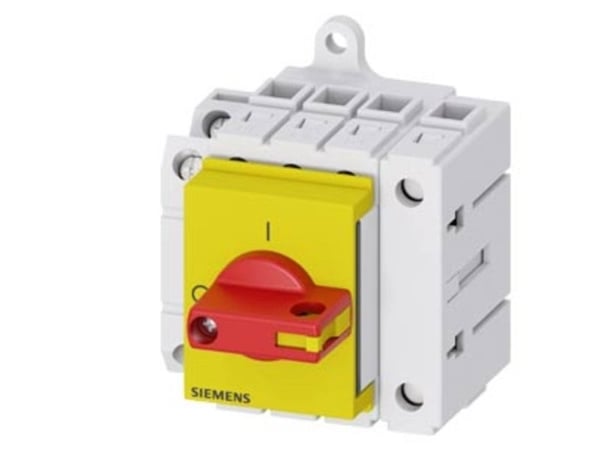 Siemensin kuormakytkin, punainen, keltainen, 4-napainen, 16 mm², 63 A, 1 sulkeva kosketin, 1 avaava kosketin, 690 V/AC, 3LD34301TL13, 4P, IP40, 60 ...