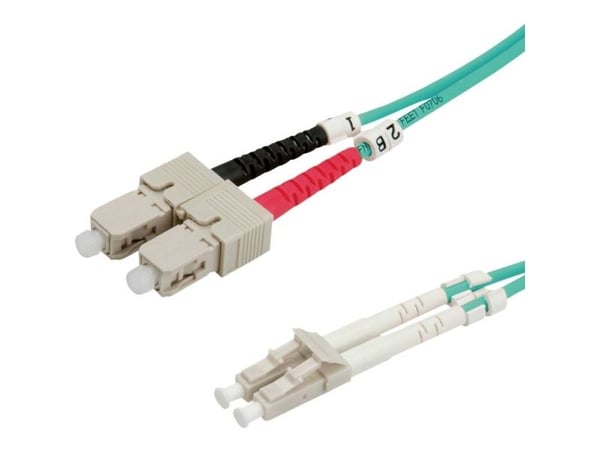 Value Fibre Optic Jumper Cable, 50/125µm, LC/SC, OM3, turquoise 10 m, LC, SC