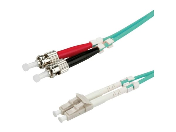 Value Fibre Optic Jumper Cable, 50/125µm, LC/ST, OM3, turquoise 5 m, LC, ST