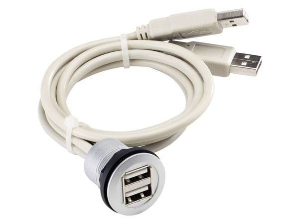 USB-innbyggingskobling 2.0 - Type A dobbelt - innfelt RRJ_2USB (2 x USB Type A hunnkontakt) Schlegel - 1 stk