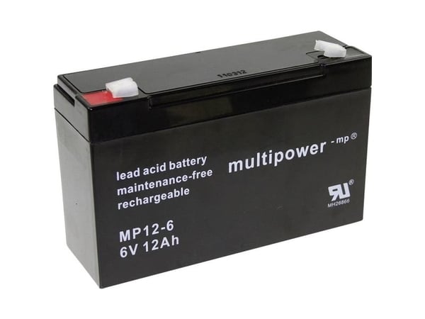 multipower PB-6-12-6,35 blybatteri 6 V 12 Ah