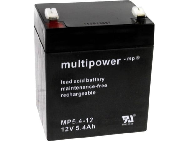 multipower PB-12-5,4-4,8 blybatteri 12 V 5,4 Ah blyfleece (90 x 107 x 70 mm) vedlikeholdsfritt