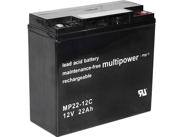 multipower PB-12-22-M5 blybatteri 12 V 22 Ah blyfleece 181 x 167 x 76 mm M6 skrutilkobling