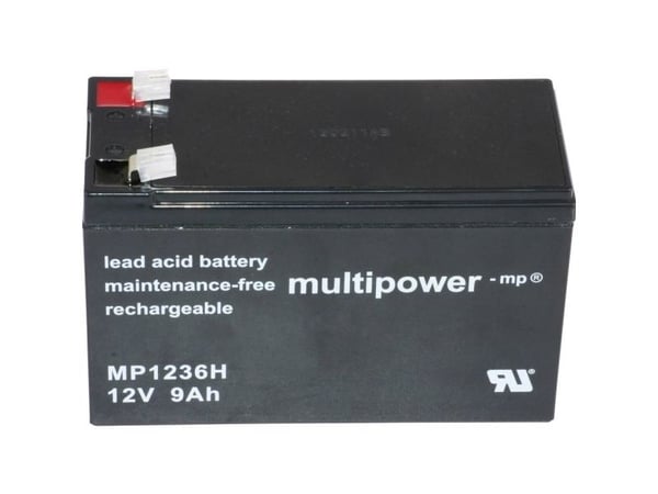 multipower PB-12-9-6,35 blybatteri 12 V 9 Ah blyfleece (B x H x T) 151 x 102 x 65 mm flatkontakt 6,35 mm vedlikeholdsfritt lav selvutlading
