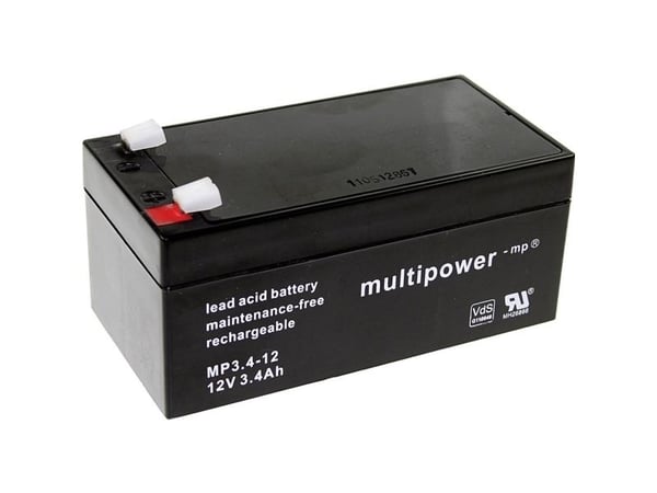 multipower PB-12-3,4-4,8 blybatteri 12 V 3.4 Ah blyfleece (B x H x T) 134 x 66.5 x 67 mm flatstift 4,8 mm vedlikeholdsfritt lav selvutlading