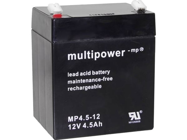 multipower PB-12-4,5-4,8 blybatteri 12 V 4,5 Ah blyfleece (B x H x D) 90 x 107 x 70 mm flatstift 4,8 mm underhållsfritt låg självurladdning multipower PB-12-4,5-4,8 blybatteri 12 V 4,5 Ah blyfleece (B x H x D) 90 x 107 x 70 mm flatstift 4,8 mm underhållsfritt låg självurladdning