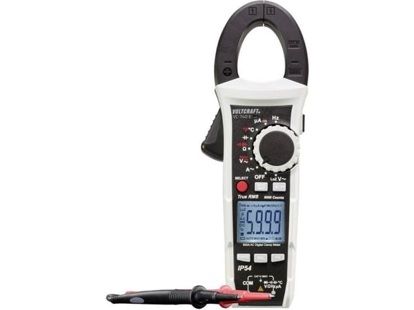 VOLTCRAFT VC-8473105 strømtang, hånd-multimeter kalibrert (ISO) digital, sprutvannsbeskyttet (IP54) CAT IV 600 V, display (counts): 6000