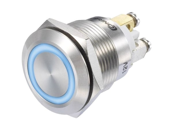 TRU COMPONENTS 1273005 GQ19F-10E/B/12V/S Painekytkin 48 V/DC 3 A 1 x On/(On) Painike Sininen IP65 1 kpl 1 kpl