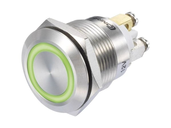 TRU COMPONENTS GQ19F-10E/G/12V/S Painonappi 48 V/DC 3 A 1 x Pois päältä/(Päälle) Kosketus vihreä IP65 1 kpl 1 kpl
