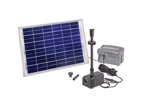 Esotec 101780 Siena Plus solcellefontenesett med belysning og batterilagring