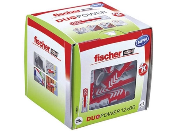 Fischer DUOPOWER 12 x 60, Ekspansjonsanker, Betong, Metall, Grå, 60 mm, 1,2 cm