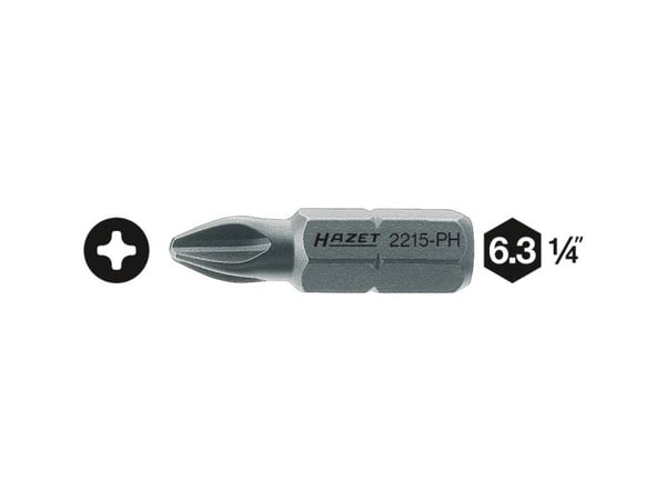 Hazet 2215-PH1 kryssspor-bit PH1, kvalitetsstål, slitesterk, 6,3, 1 stk