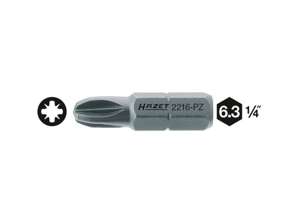 Hazet 2216-PZ3 PZ 3 Tverrkappbit PZ 3 Kvalitetsstål C 6.3 1 stk
