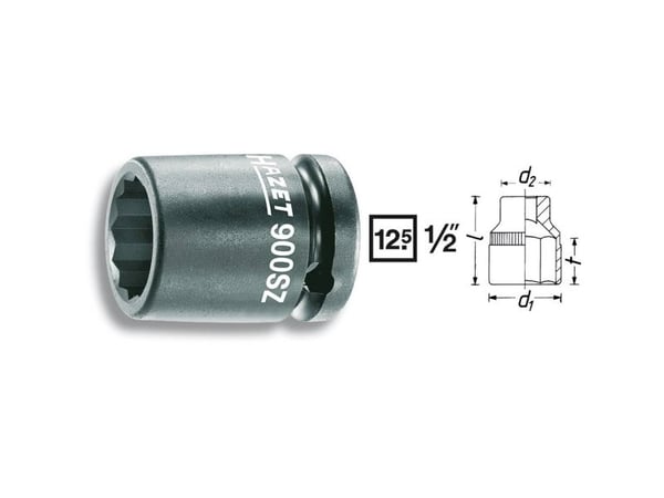HAZET 900SZ-14, Kraftpipe, Sort, 1 hoder, 1/2", Metrisk, 14 mm