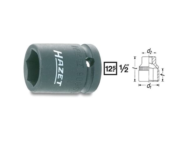 HAZET 900S-22, Kraftpipe, Sort, 1 hoder, 1/2", Metrisk, 22 mm
