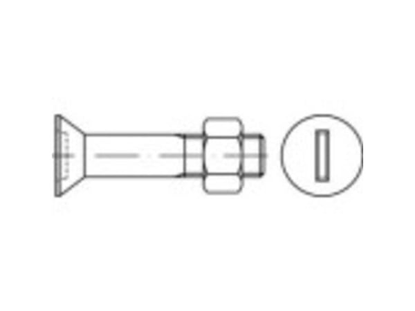 TOOLCRAFT 144300 countersunk skruer M12 50 mm spor DIN 7969 stål galvanisert, 100 stk