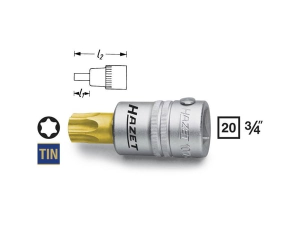 HAZET 1012-T70, Stikkontakt, 3/4", Metrisk, 1 hoder, T70, 80 mm