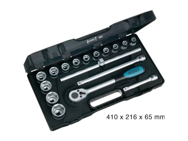 Hazet hylsnyckelsats metrisk 1/2 (12,5 mm), 17 delar, 906