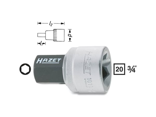 HAZET 1010-17, 1 kpl, 76,2 / 4 mm (3 / 4"), Kromivanadiini-teräs, 54,5 mm, 213 g