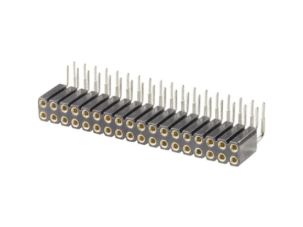 W & P Products 154-020-2-50-10 Precision Socket Terminal Strip, Pitch 2.54 Grid pitch: 2.54 mm Number of pins: 2 x 10 Nominal current: 3 A