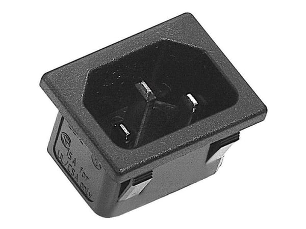 K&B 42R023212150 IEC-liitin 42R-sarja (verkkoliitin) 42R Liitin, pystysuora asennus Navat yhteensä: 2 + PE 10 A Musta 1 kpl