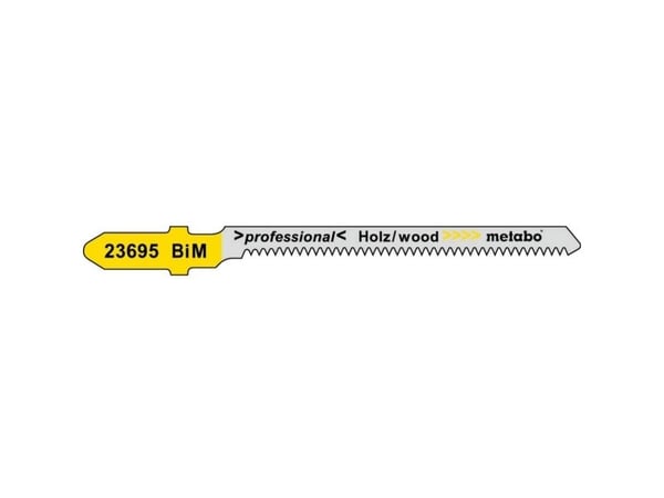 Metabo 623695000, Stikksagblad, Løvtre, Laminat, Laminert Panel, Kryssfiner, Mykt tre, Bimetall, Grå, Gult, 5,7 cm, 1,25 mm