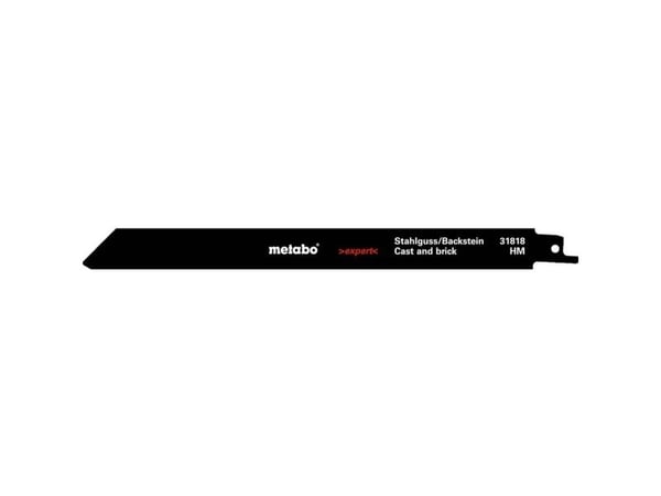 Metabo 631818000, Sabelsagblad, Støpejern, Glassfiber armert plastik, Plast, Karbid, Sort, Hvit, 1,25 mm, 22,5 cm