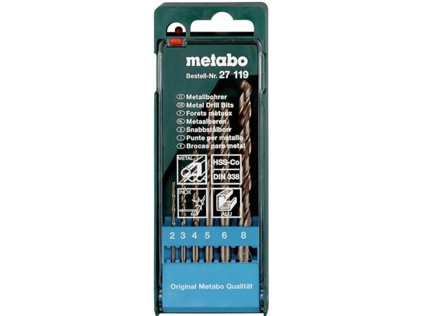 Metabo 627119000 Metallin kierreporanteräsarja 6 kpl 2 mm, 3 mm, 4 mm, 5 mm, 6 mm, 8 mm 1 kpl