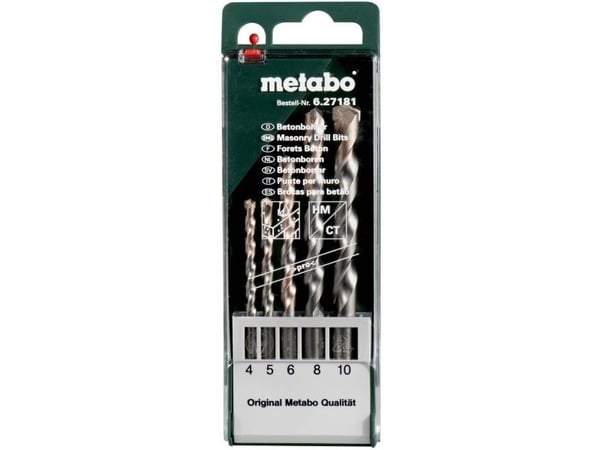 Metabo 627181000, Drill, For murverk, Høyrehåndsrotasjon, Hård Betong, Naturstein, 130°, Sylindrisk Skaft