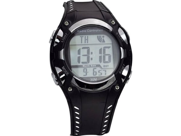 EUROTIME radiostyrt armbåndsur 1681987 (Ø x H) 40 mm x 16 mm sort/sølv - kledemateriale: plast