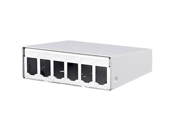 BTR E-DAT modul - Overflatemonteringsboks for nettverk - veggmonterbar - CAT 6a - ren hvit, RAL 9010 - 6 porter