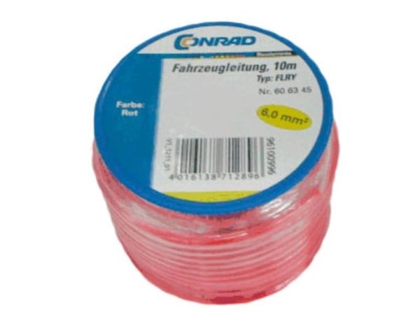 Conrad 606345, 6 mm², 4.2 mm, Punainen, -40 - 90 °C, 42 A, 10 m