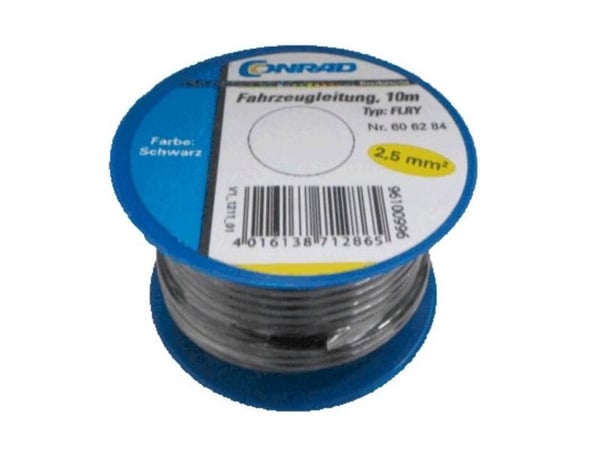 Conrad Components 606284 Ajoneuvokaapeli FLRY-B 1 x 2,50 mm² Musta 10 m