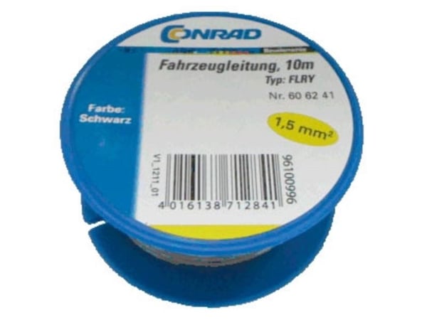 Conrad Components 606241 Ajoneuvokaapeli FLRY-B 1 x 1,50 mm² Musta 10 m