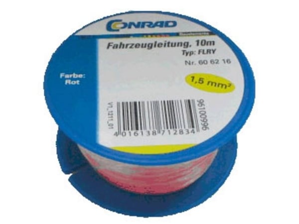 Conrad 606216, 1,5 mm², Punainen, -40 - 90 °C, 18 A, 10 m