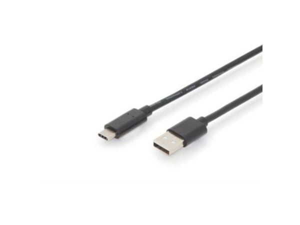 ASSMANN - USB-kabel - USB-C (hann) til USB (hann) - USB 2.0 - 3 A - 3 m - formstøpt - svart
