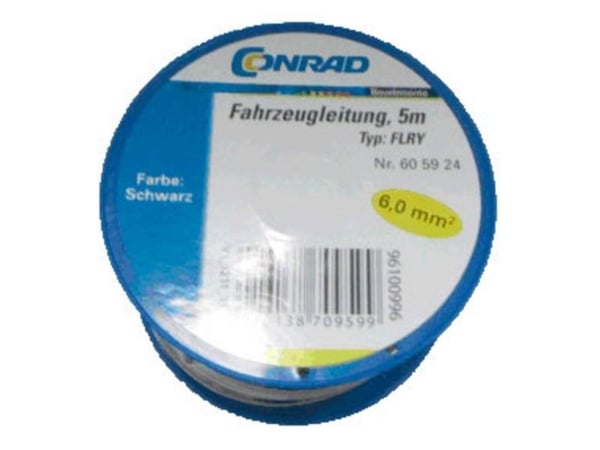 Conrad Components 605924 Ajoneuvon kaapeli FLRY-B 1 x 6 mm² Musta 5 m