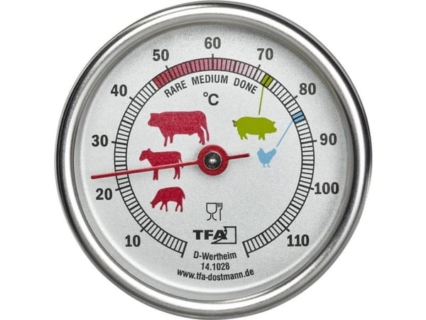 TFA - Stegetermometer - til ovn, til barbeque grilli, til grilli - sølv