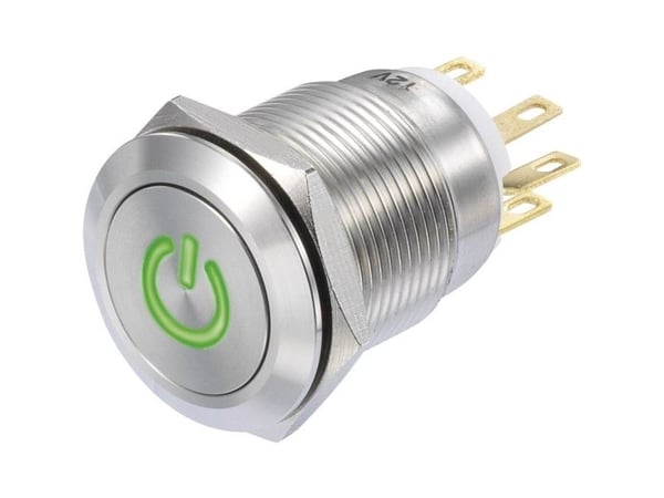 TRU COMPONENTS TC-8904680 LAS1-GQF-11/G/12V Painonappi 250 V/AC 3 A 1 x On/(On) painonappi Vihreä IP65 1 kpl 1 kpl