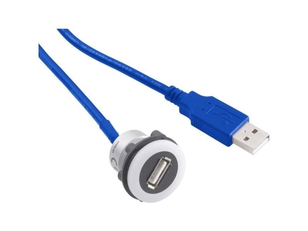 TRU COMPONENTS USB-12-BK USB-innbyggingskontakt 3.0 Type A til Type A med 60 cm kabel